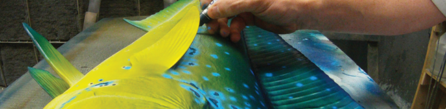 Painting process at gray taxidermy