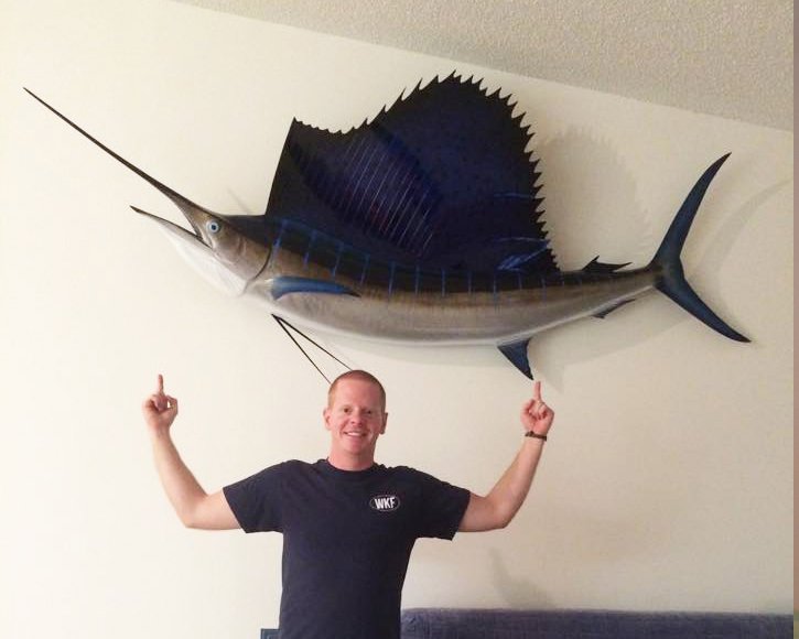 Happy customer from Gray Taxidermy with his sailfish