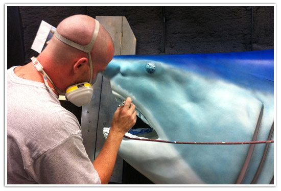 World Record Mako reproduced by Gray Taxidermy details airbrushed