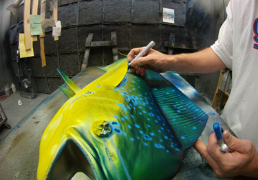 dolphin mount being painted